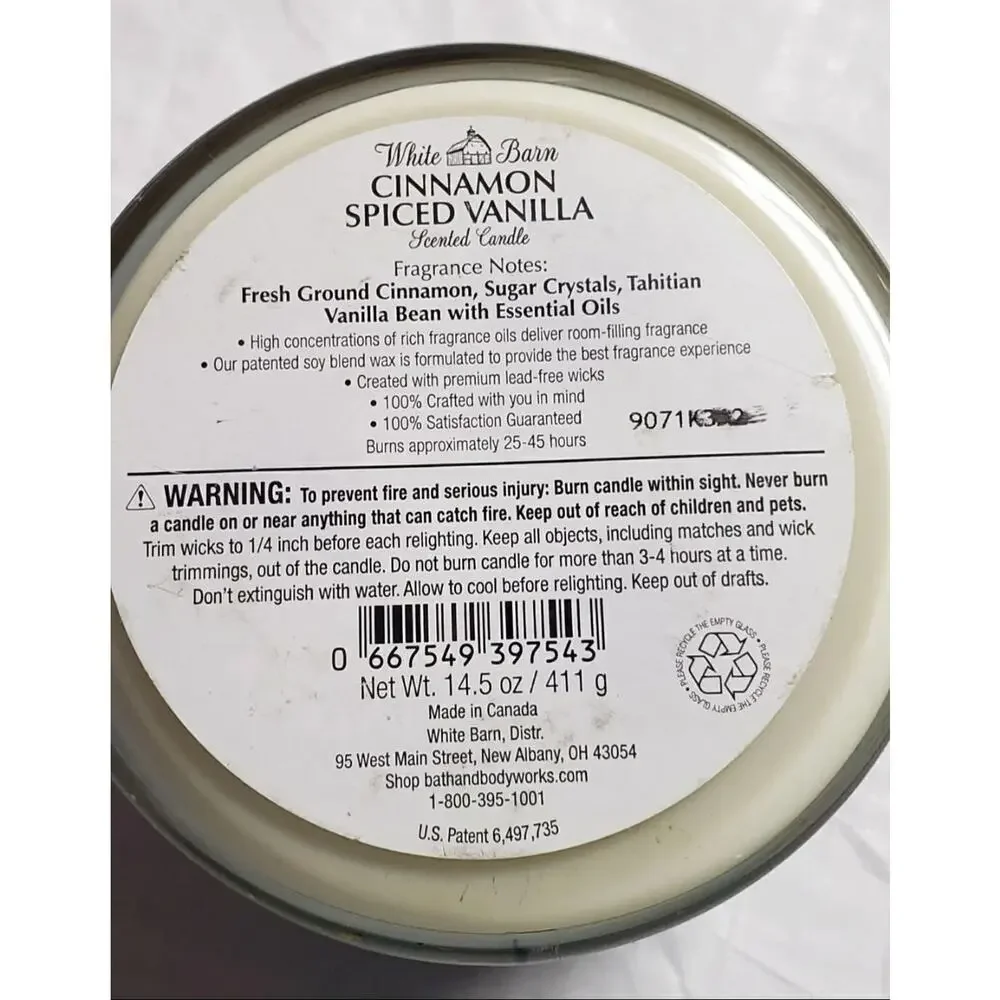 BBW Cinnamon Spiced Vanilla Large 3 Wick Candle Home Fragrance Decor - Picture 2 of 2